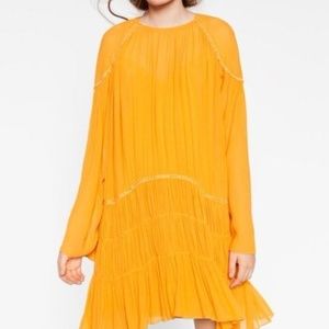 zara yellow long sleeved mini dress